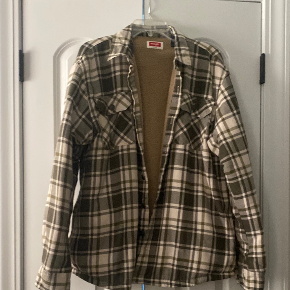 Plaid Flannel Jacket - Green and Beige